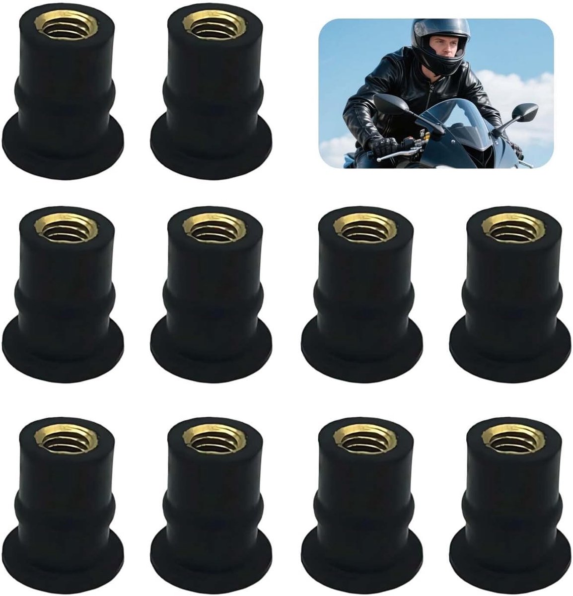 Motorfiets Windscherm Moeren M5 - Rubber en Messing - Waterdicht en Vibration-Reducing - ShopVlot