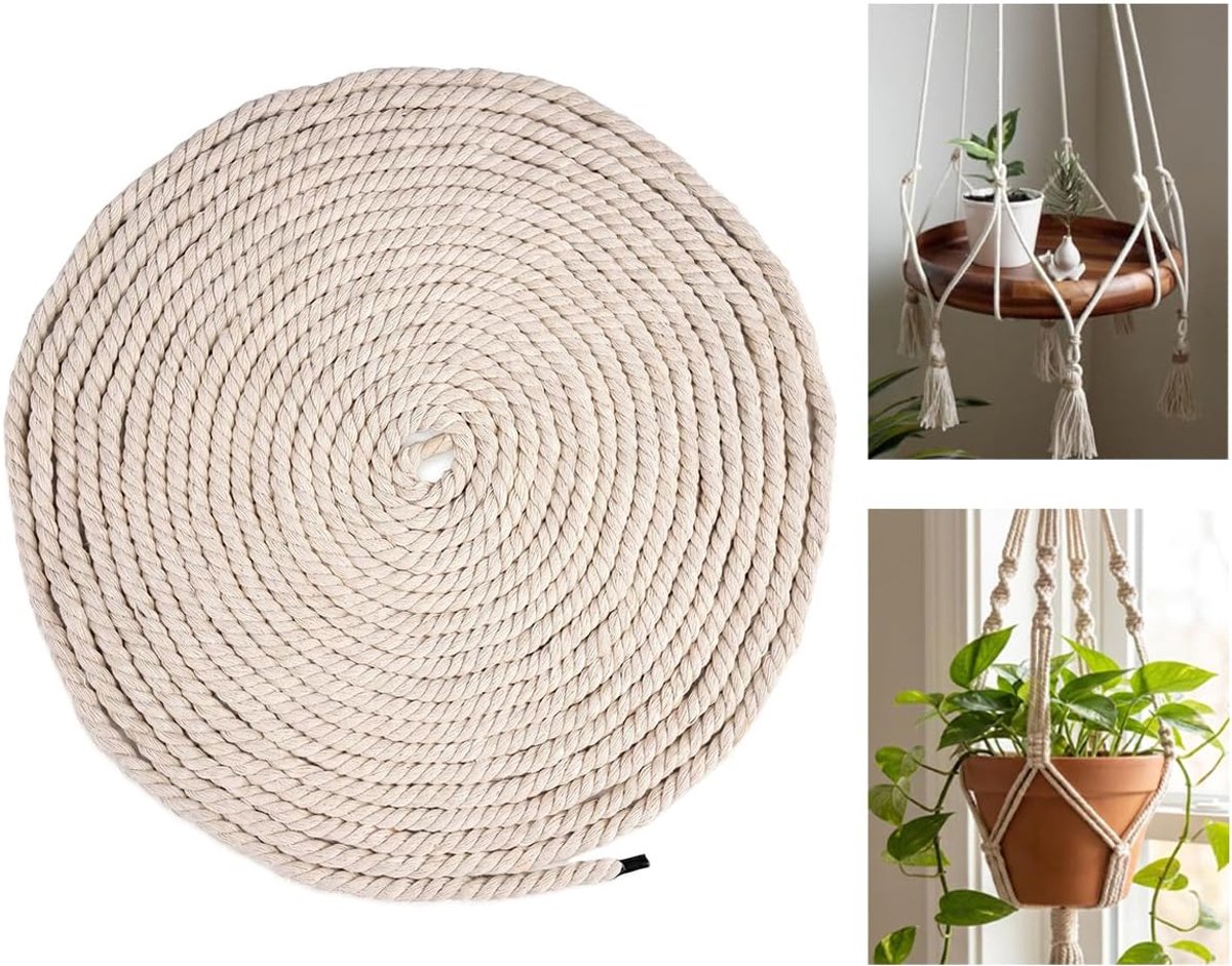 Katoenen Koord 6mm x 10m - Wit Makramee Touw voor DIY - Flexibel voor Creatieve Handwerken - ShopVlot