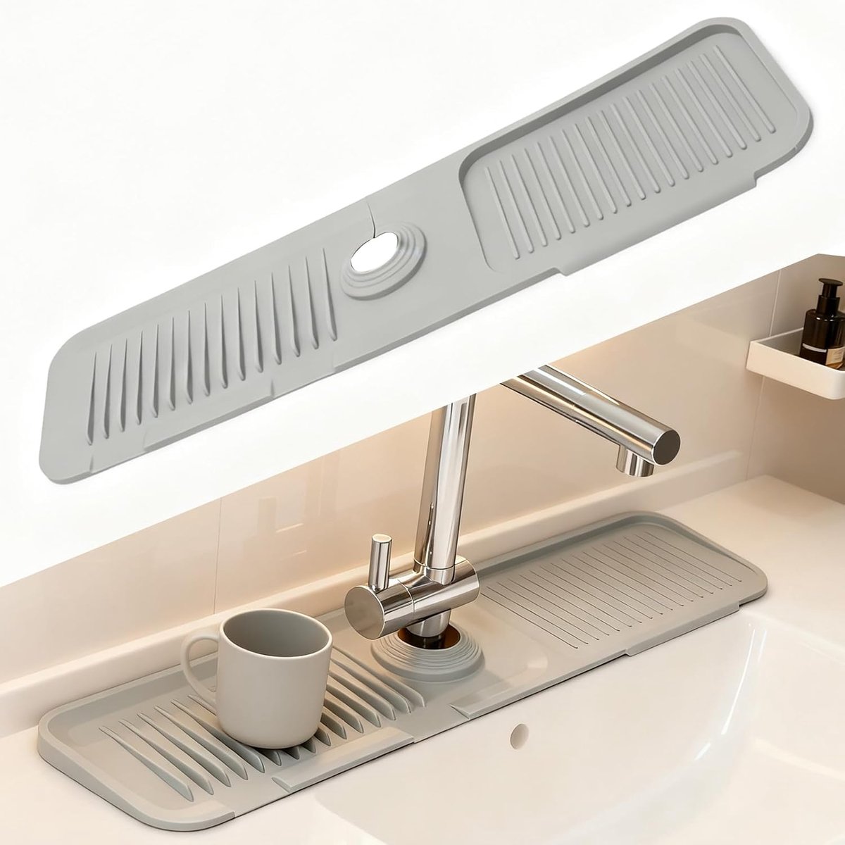 Afvoermat voor Waterkraan 60 x 14 cm - Siliconen Splash Guard - Sneldrogend - Bescherming voor Keuken en Badkamer - ShopVlot