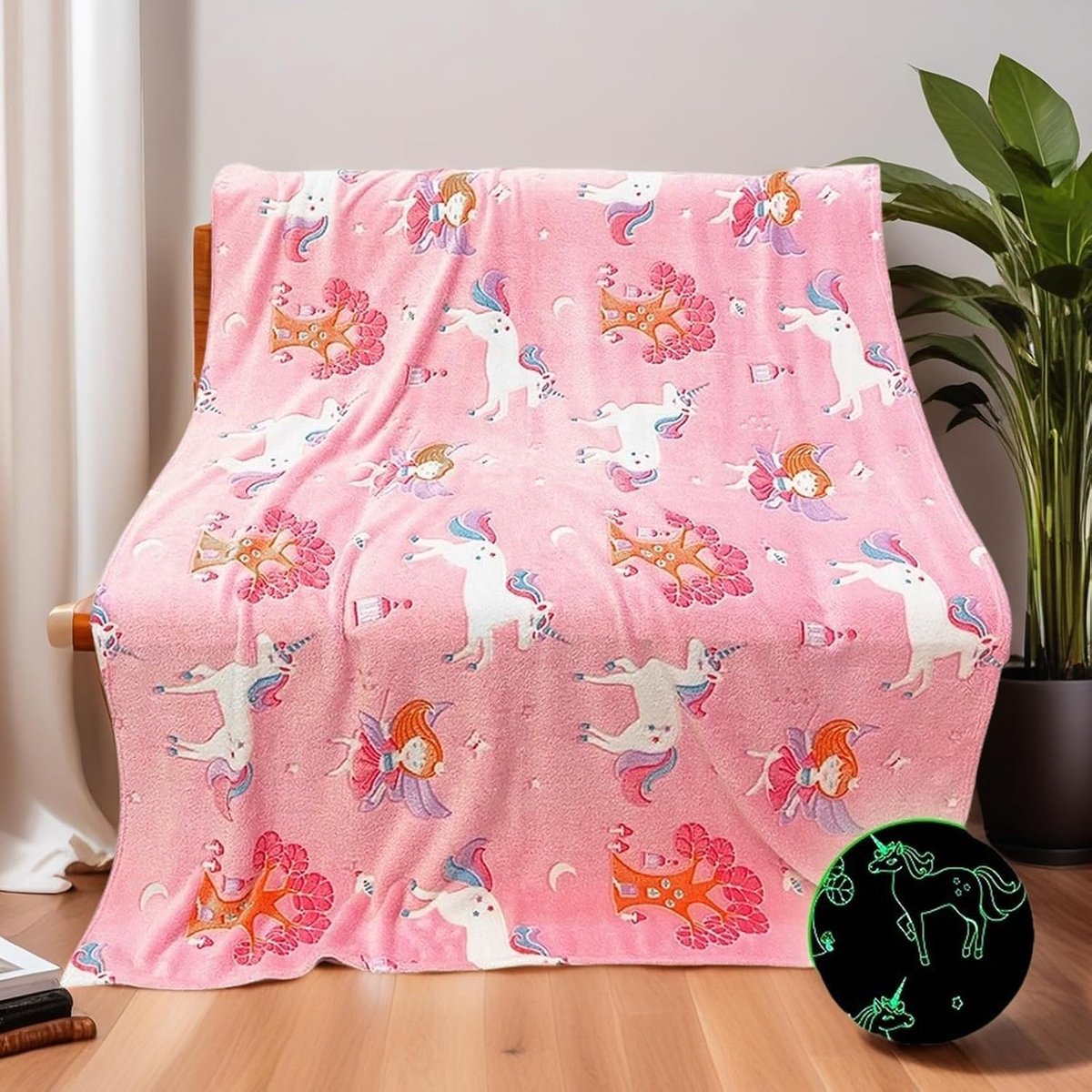 Kinderen Dekbed Eenhoorn Dekbed 130 x 150 cm - Fluffy Fleece - Lichtgevende Eenhoorn - ShopVlot