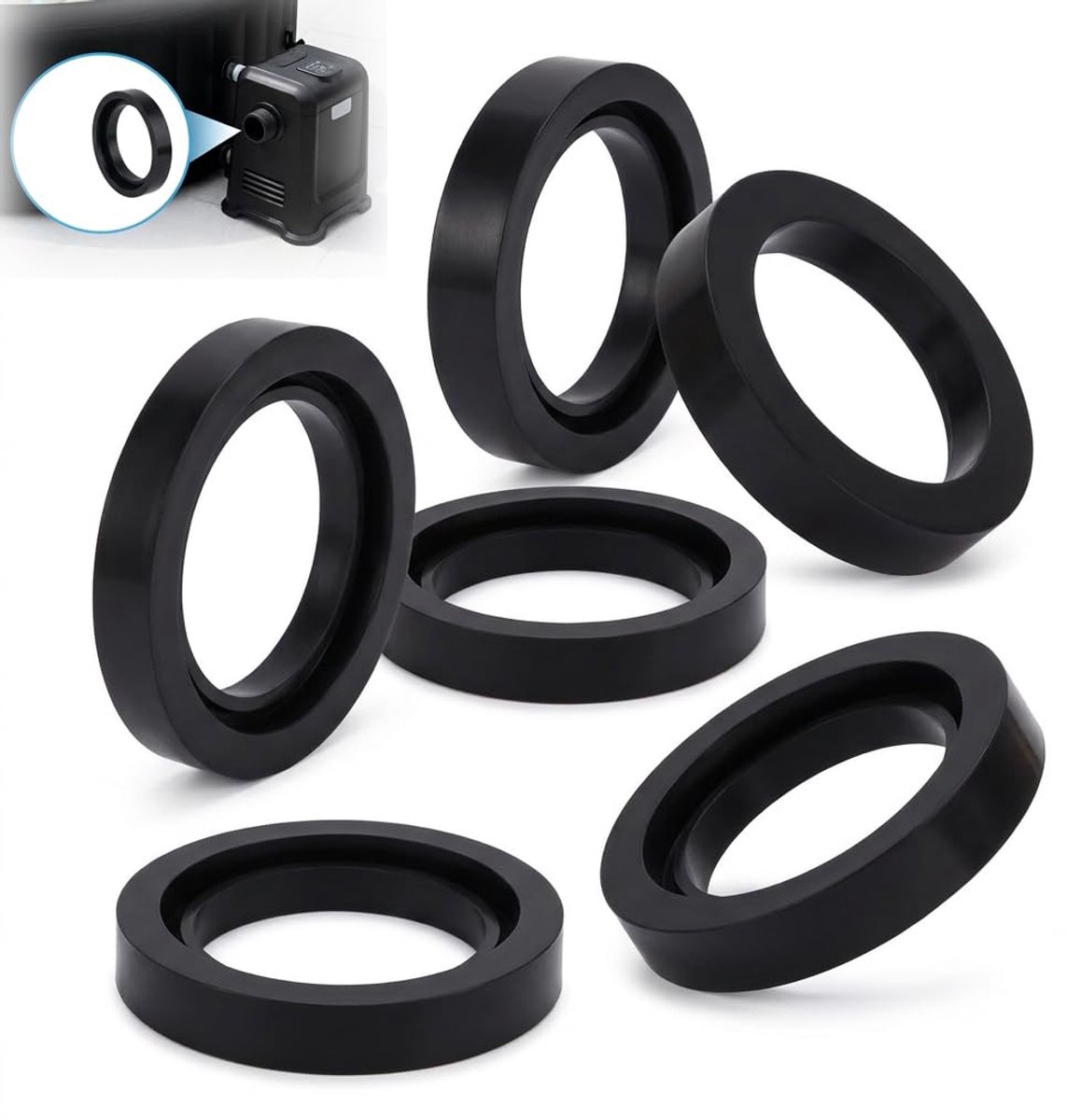 Siliconen afdichtringen set - 6 stuks - vervangingsset voor whirlpool - waterdichte afdichting voor bubbelbad - ShopVlot
