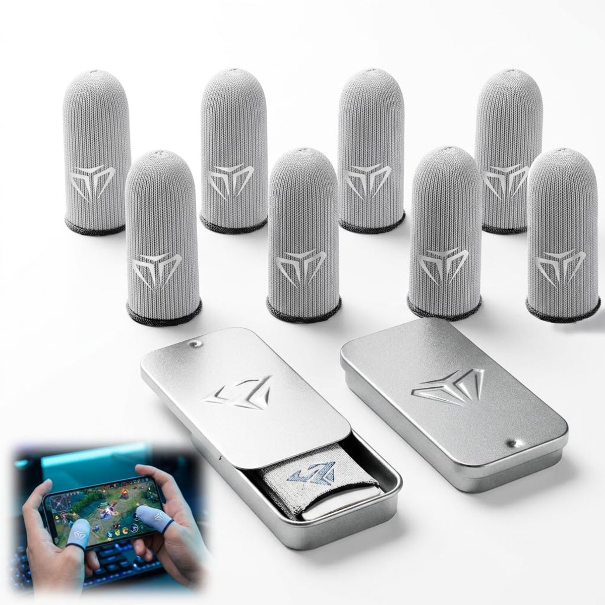 Vingerhulzen 0,25 mm - ultradun zilvervezel - antibacterieel en zweetbestendig - perfecte grip voor gaming - ShopVlot