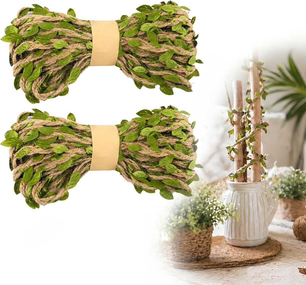 Jute koord klimopslinger - kunstbladeren - natuurlijk ogende decoratie - perfect voor bruiloften - ShopVlot