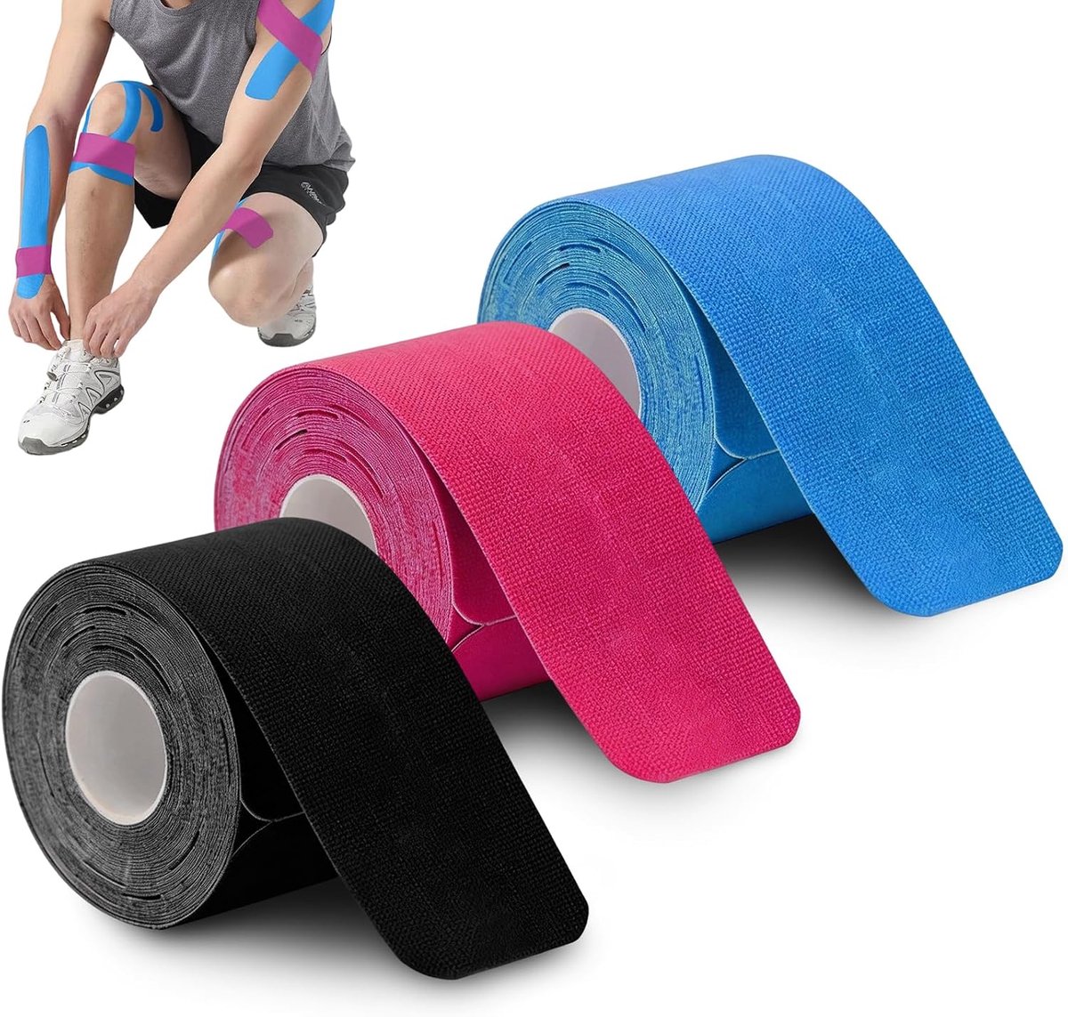 Kinesiotapes 3 × 20 voorgesneden strips - waterdicht en elastisch - spierondersteuning voor sport - ShopVlot