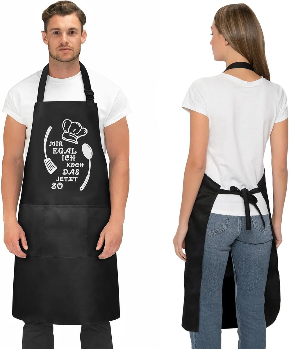Keuken Schort Zwart Met 3 Zakjes - Verstelbaar Schort - Geschikt Voor Mannen En Vrouwen - SnelShoppen