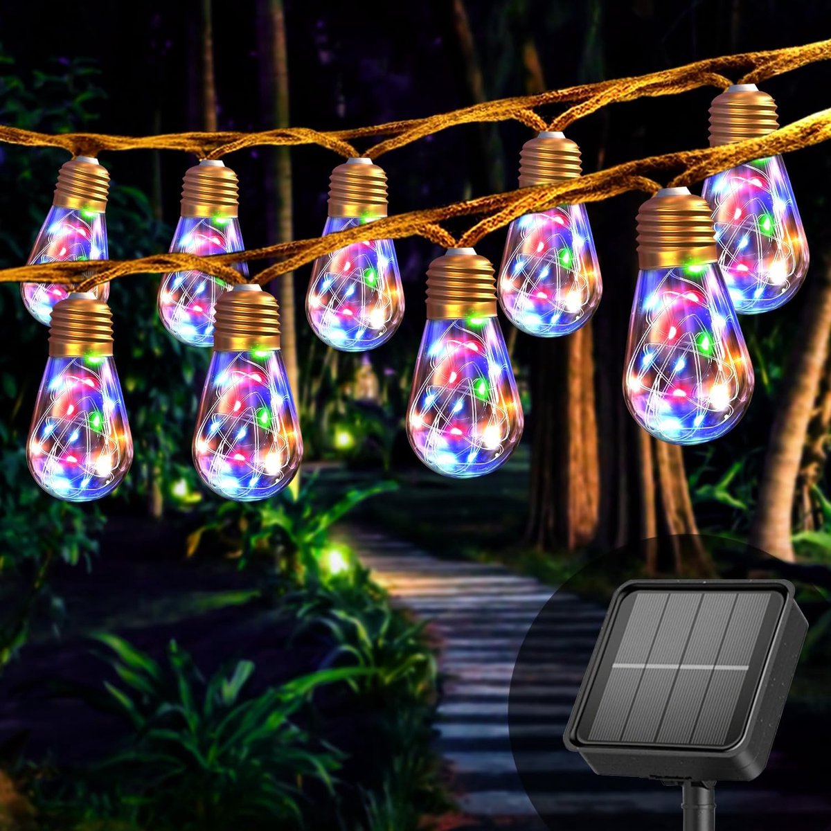 Solar fairy lights 8m - vintage design - weerbestendig - sfeervolle verlichting voor tuin - SnelShoppen