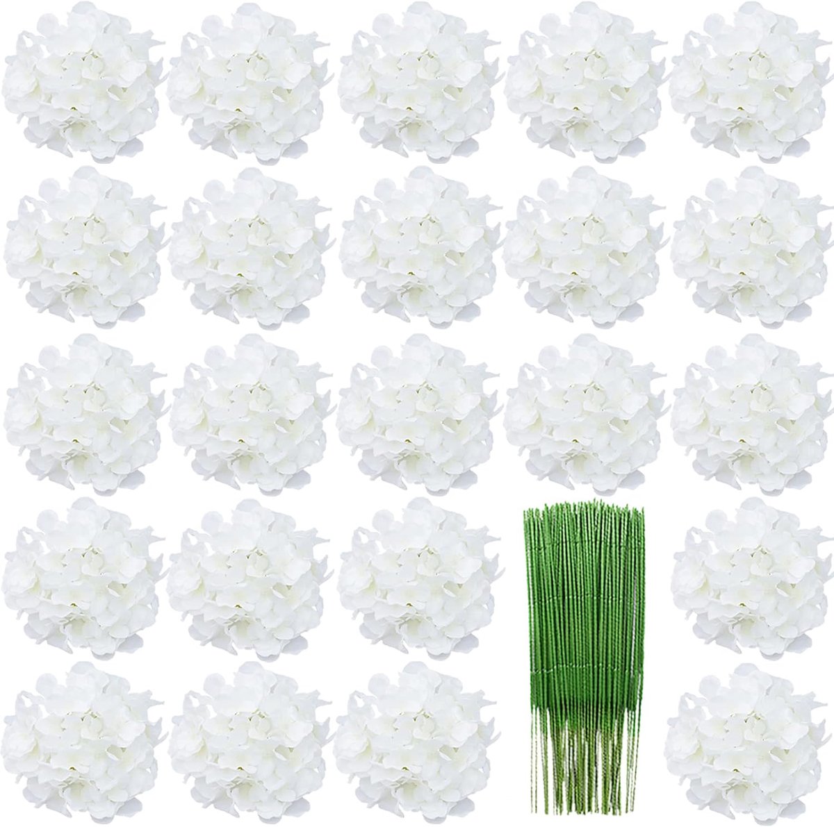 Kunstbloemen Hydrangea 28 Stuks - Witte Zijde - 7 Inch Bloemkop met Steel - Perfect voor Bruiloft Decoratie - SnelShoppen