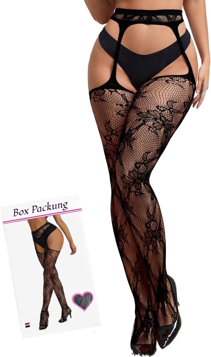 SnelShoppen - OhYeahLady Open Netpanty Jarretelgordel Grote Maat XS-5XL Sexy Kousen voor Jarretelgordels Hoog-Elastisch Nylon Kousenbanden 40-120 kg