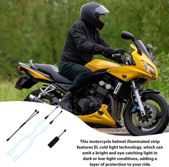 Motorhelm Lichtstrip - Helmverlichting Decoratie - Nachtelijk Rijden - Sterk Zelfklevend Waterdicht - 20 cm - Ijsblauw — afbeelding 4