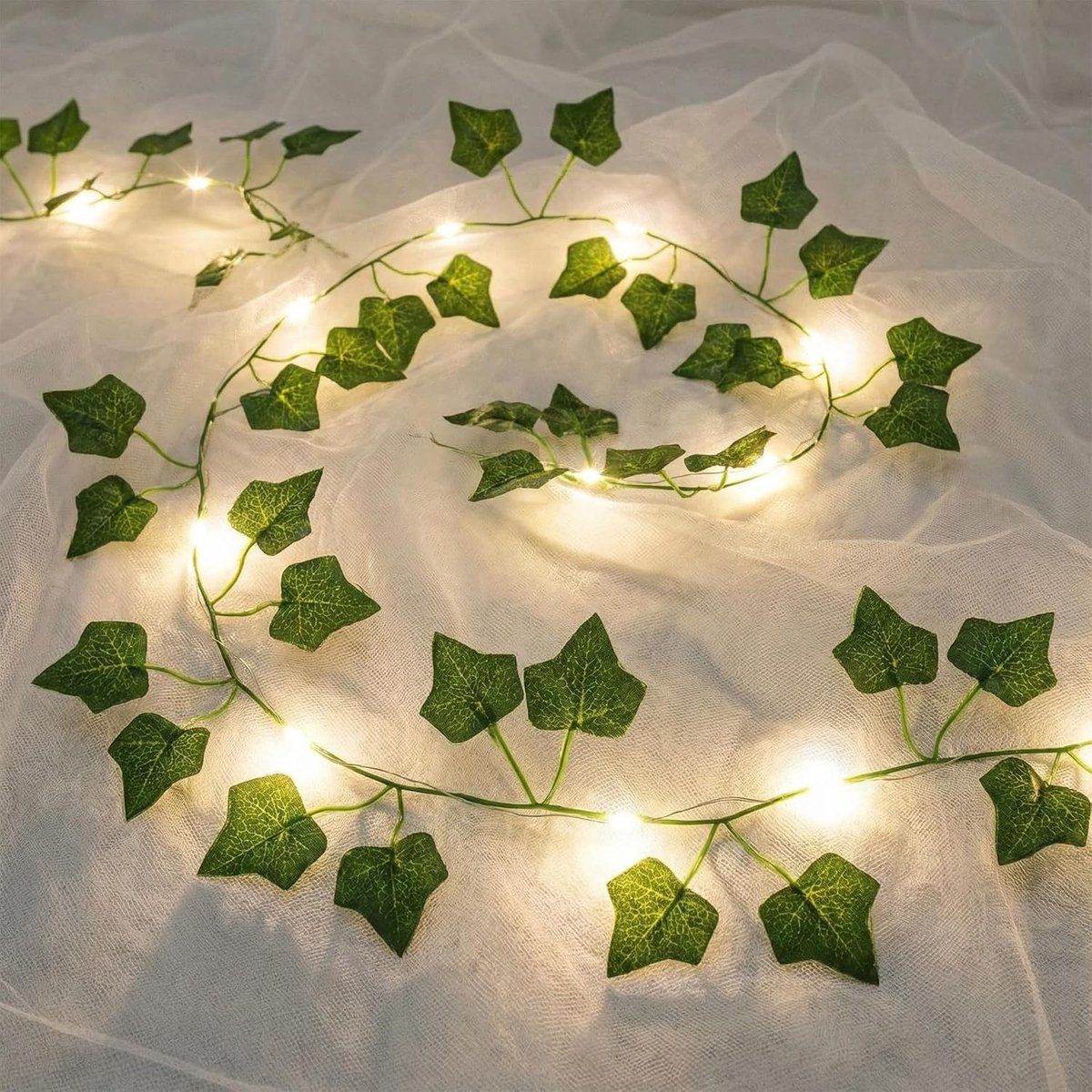 LED Fairy Lights - 2 m - Kunstplant met groene bladeren - Sfeervolle verlichting voor binnen - SnelShoppen