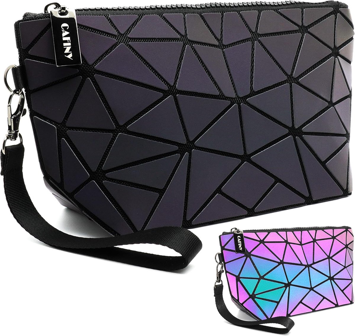 holographic makeup bag, small clutch and purses, geometric luminous and business options, classic - ShopVlot