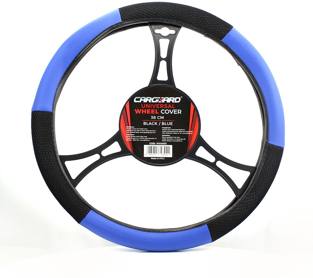 Universele Stuurwielbeschermer 38 cm - Stuurhoes Auto Blauw/Zwart, UV-bescherming, Sportief Uiterlijk, Geschikt voor Meeste Auto’s [55756BL]