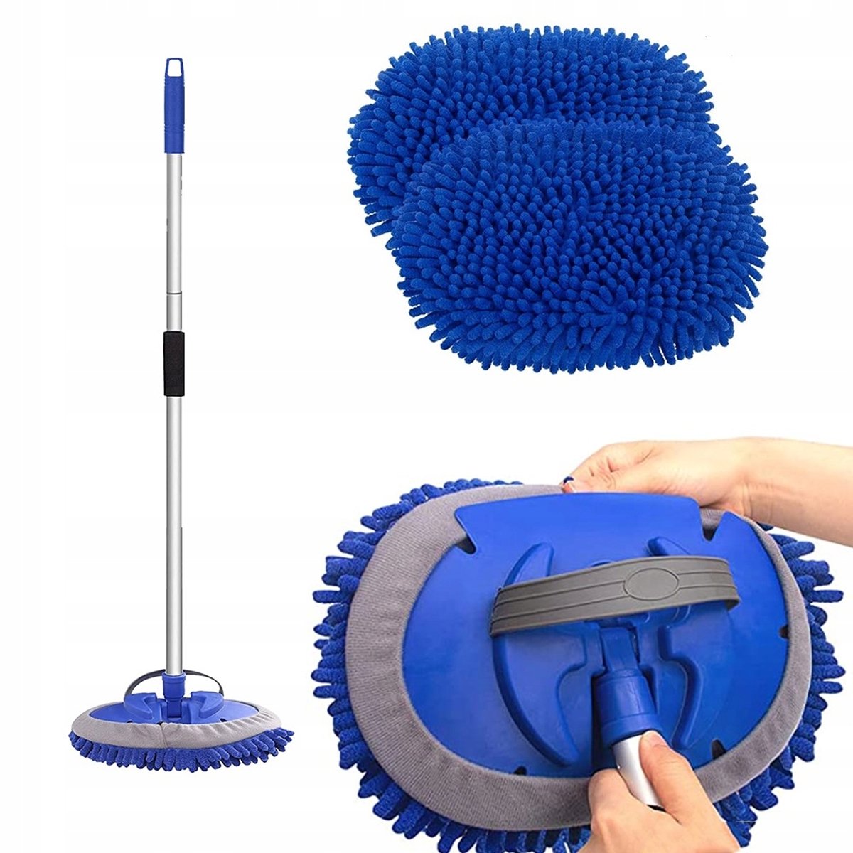 Autowasborstel met Telescoopsteel 160cm & Microvezel Mop