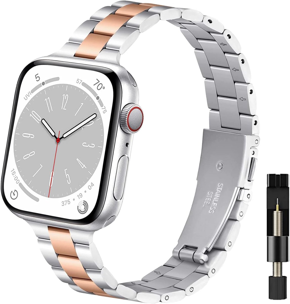 Vrouwen Horlogeband Geschikt voor Apple Watch - RVS Metaal - Slank Design - Ideaal voor dagelijks gebruik - ShopVlot