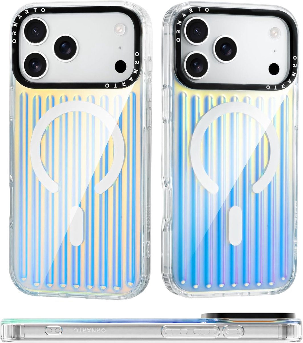 Mobiel hoesje 17 Pro Max - gestreept design - glanzend effect - schokbestendig en anti-vingerafdruk - ShopVlot