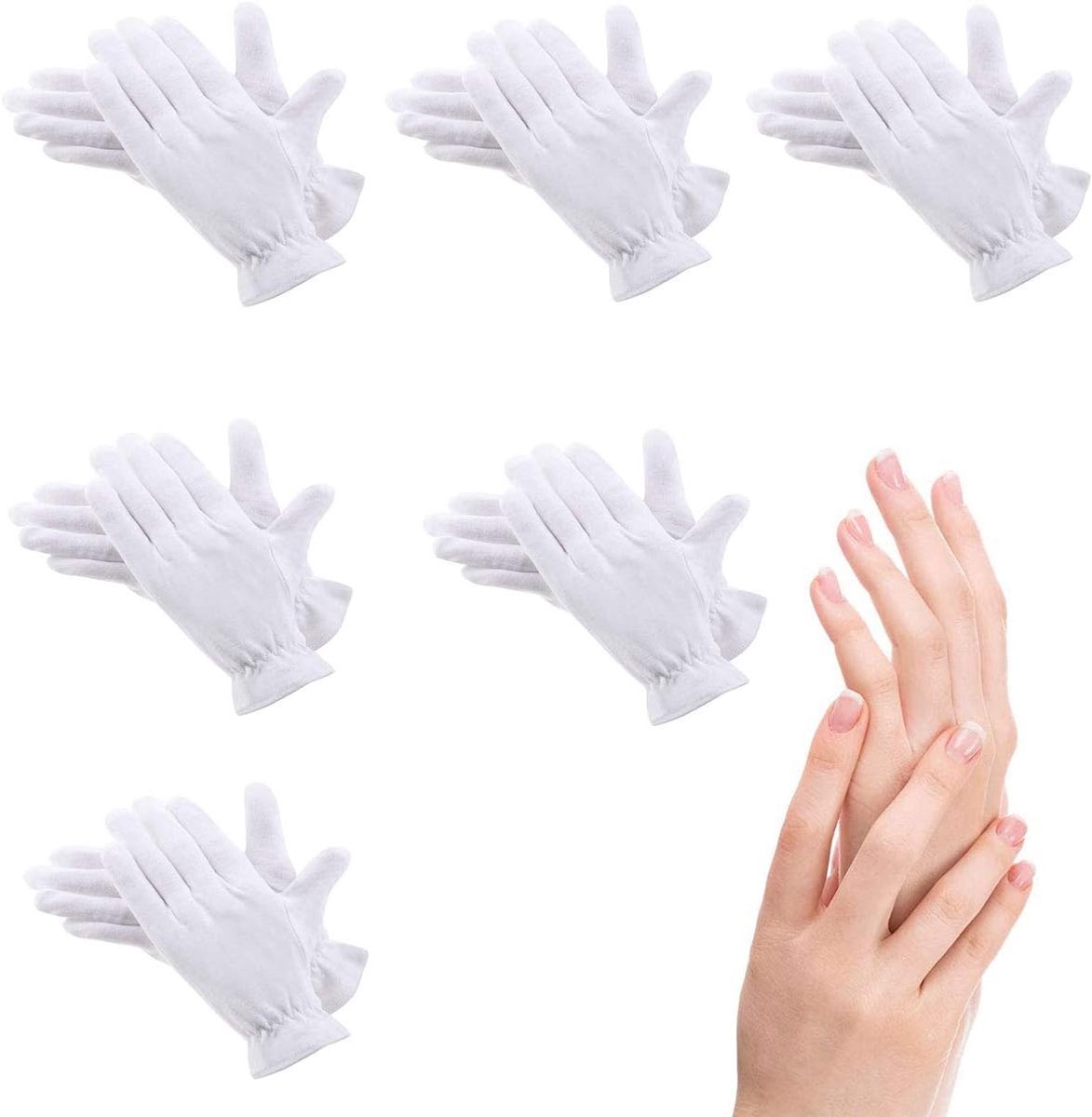 Moisturizing handschoenen 6 paar - witte katoen - huidvriendelijk - ideaal voor droge handen - ShopVlot