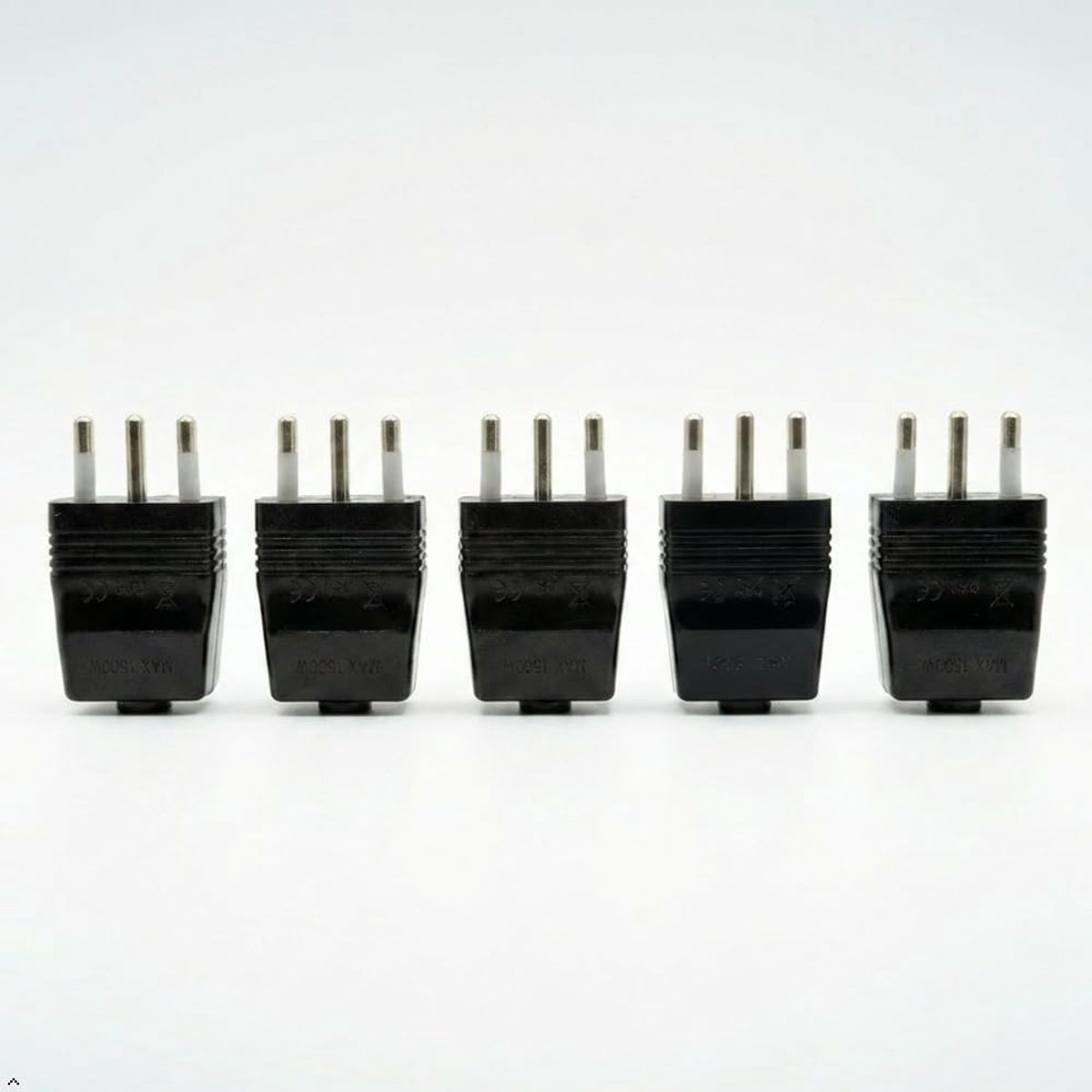 Spina Volante 16A 2P+T - Set van 5 - Zwart - Geschikt voor 250V - ShopVlot