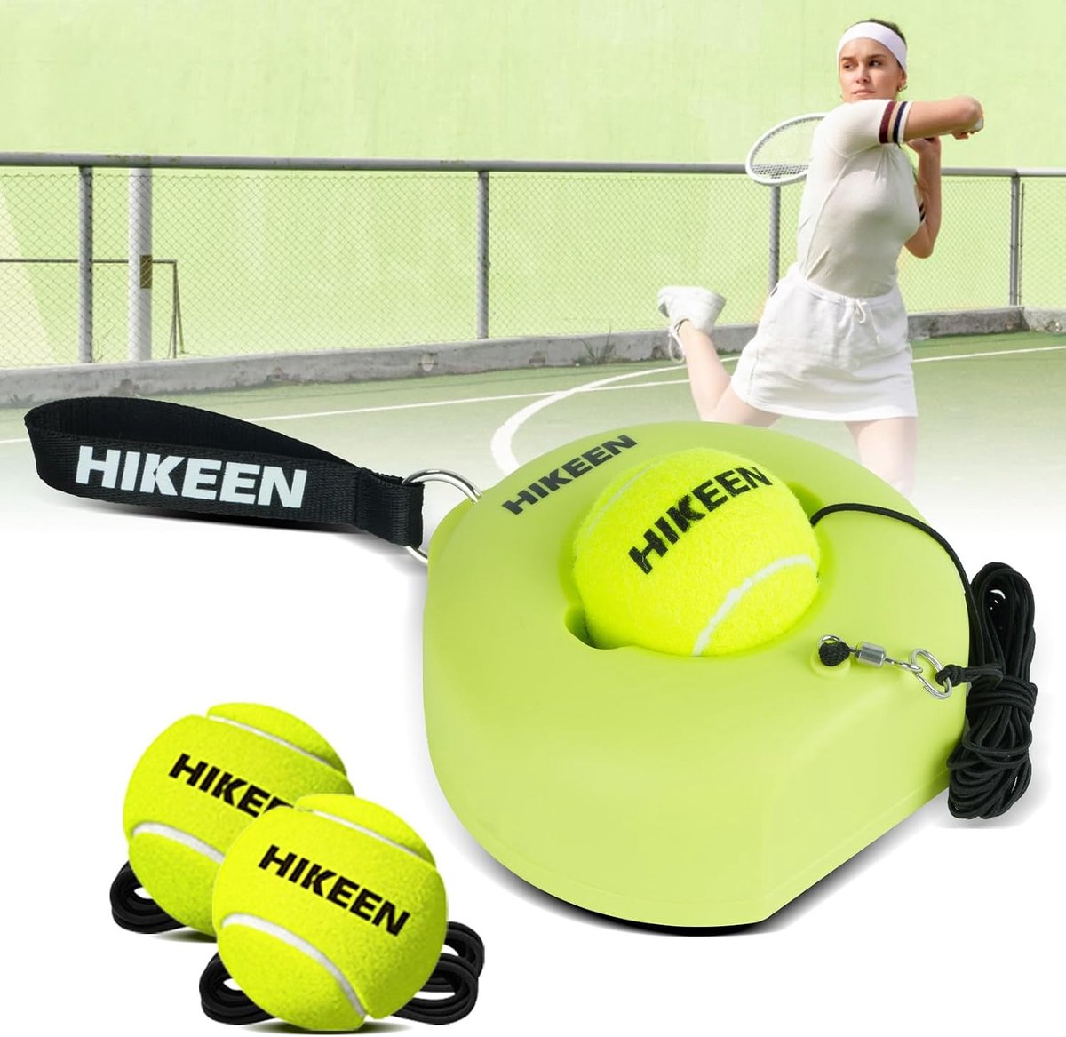 Tennis Trainer Set - Inclusief 3 Tennisballen - Professionele Metalen Constructie - Voor Individuele Training - ShopVlot