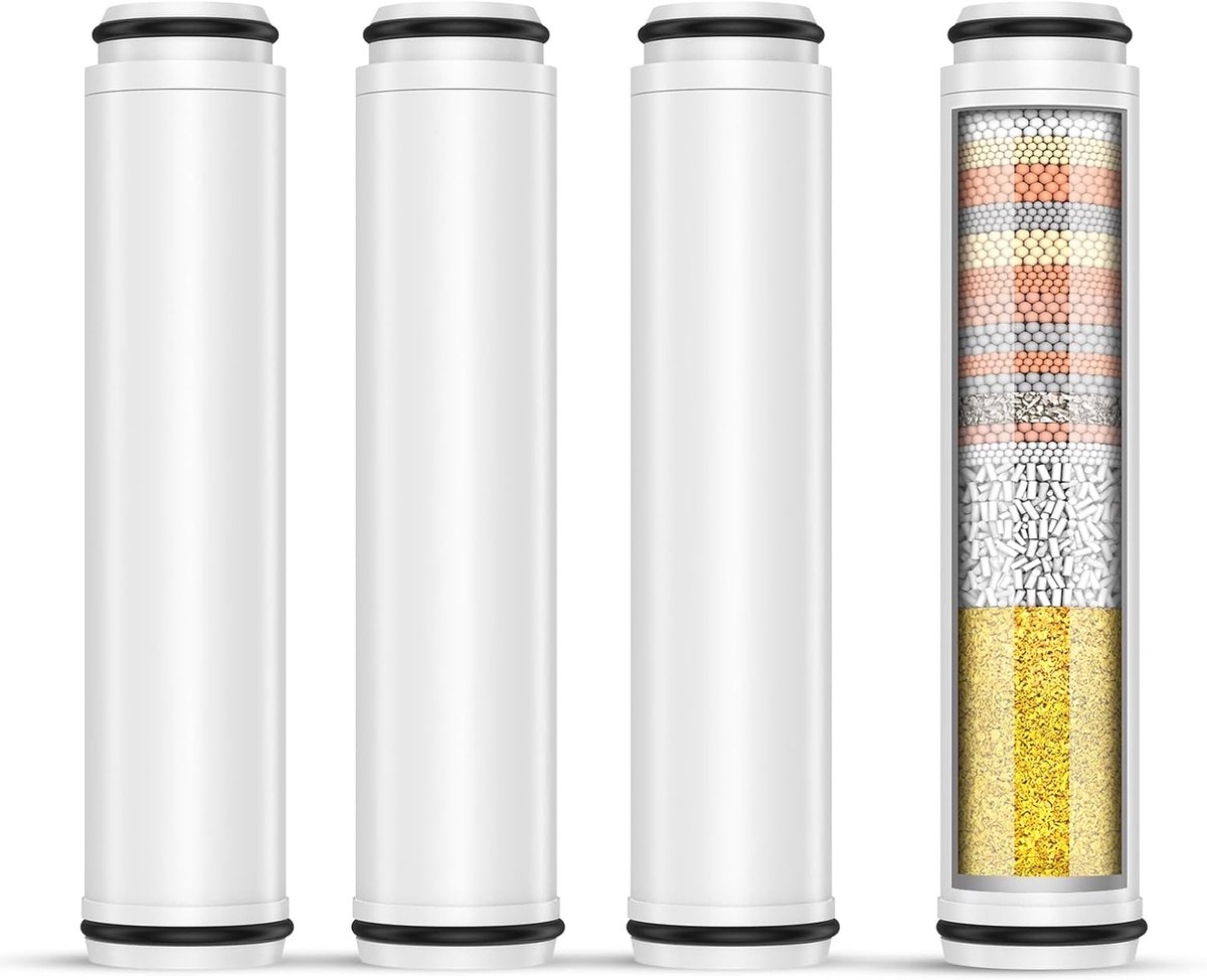 Handdouchefilter set van 4 - 15 lagen - vervangingsfilter voor hard water - verwijdert chloor en schadelijke stoffen - ShopVlot