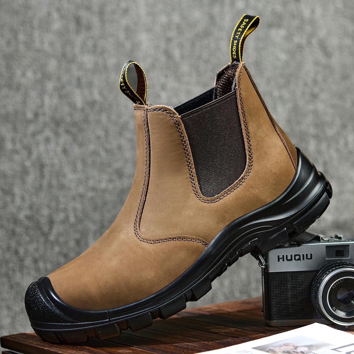 Werkschoenen met stalen neus 41 EU - Bruin leer - Lichtgewicht en waterdicht - Ideaal voor zwaar werk - ShopVlot