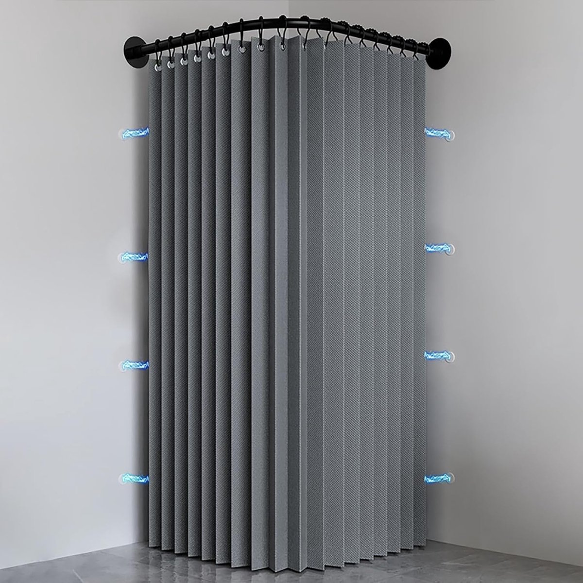 Douchegordijn 180 x 200 cm - Grijs Waterdicht - Vouwbaar en wasbaar - Luxe uitstraling voor uw badkamer - ShopVlot