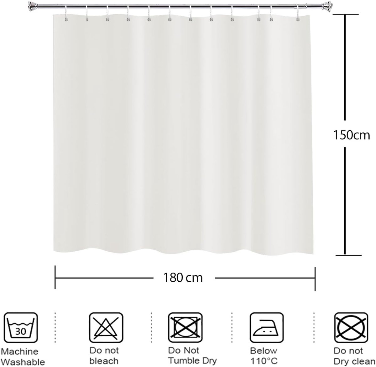Douchegordijn 180 x 150 cm - crème polyester - waterafstotend - stijlvol en duurzaam - ShopVlot