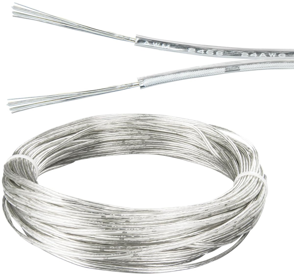 2-draads kabel 30m 24 AWG - transparant - dubbele paren - ideaal voor elektronica - ShopVlot