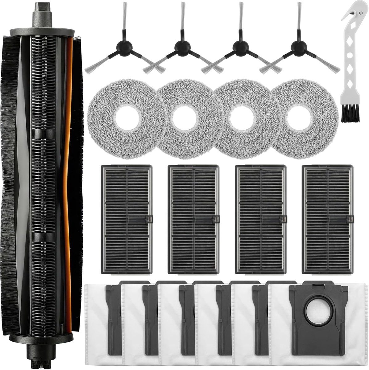 Vervangingsset voor Robotstofzuiger - 1 Hoofborstel - 4 Schoonmaakdoeken - 4 Filters - 6 Stofzakken - ShopVlot