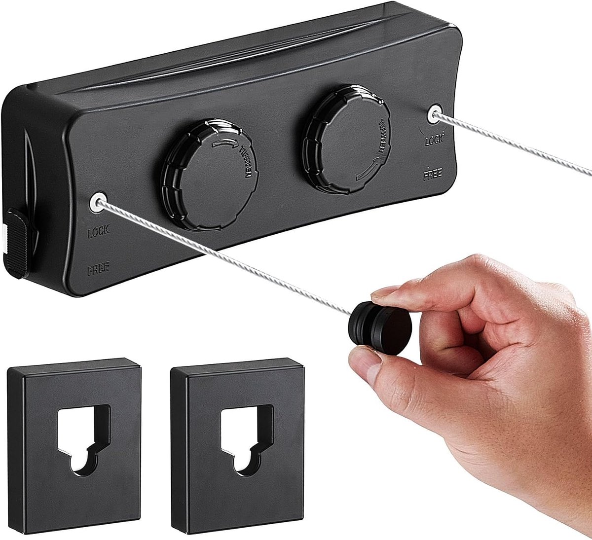 Retractable clothesline 2 x 5.1 m - roestvrij staal - verstelbaar - ideaal voor binnen drogen - ShopVlot