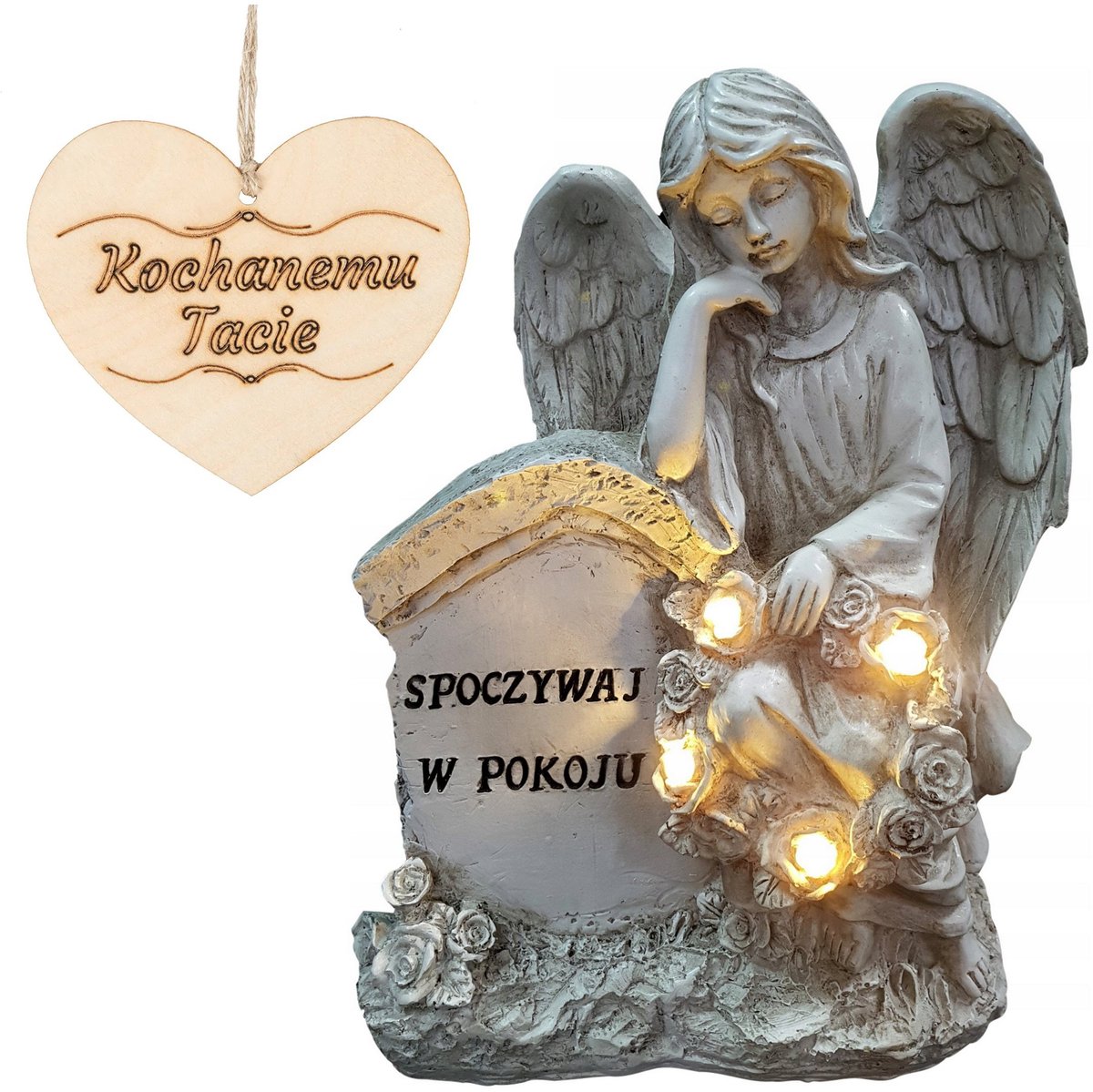 Graf Engeltje met 'Rust Zacht Papa' Inscriptie - 21,5 cm