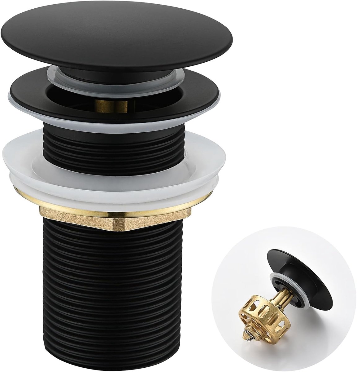 Afvoerplug met strainer - Pop-up afvoer voor wastafel - Roestvrij staal - Gemakkelijk in gebruik - ShopVlot