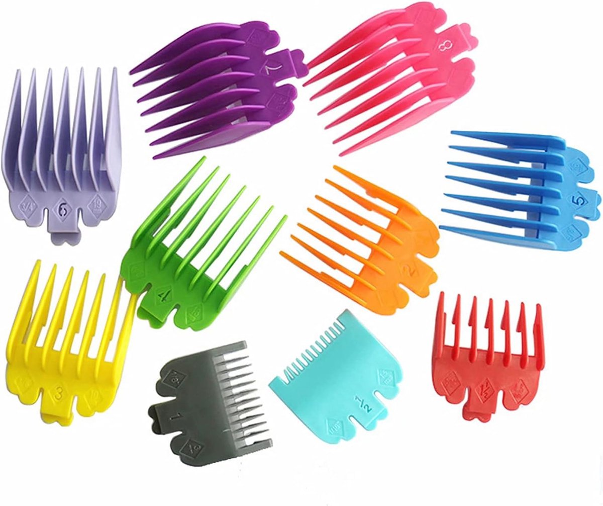 Kleurgeleidingskammen 10 sets - voor tondeuses 0,06 – 1/1,5 – 25 mm - diverse lengtes - SnelShoppen