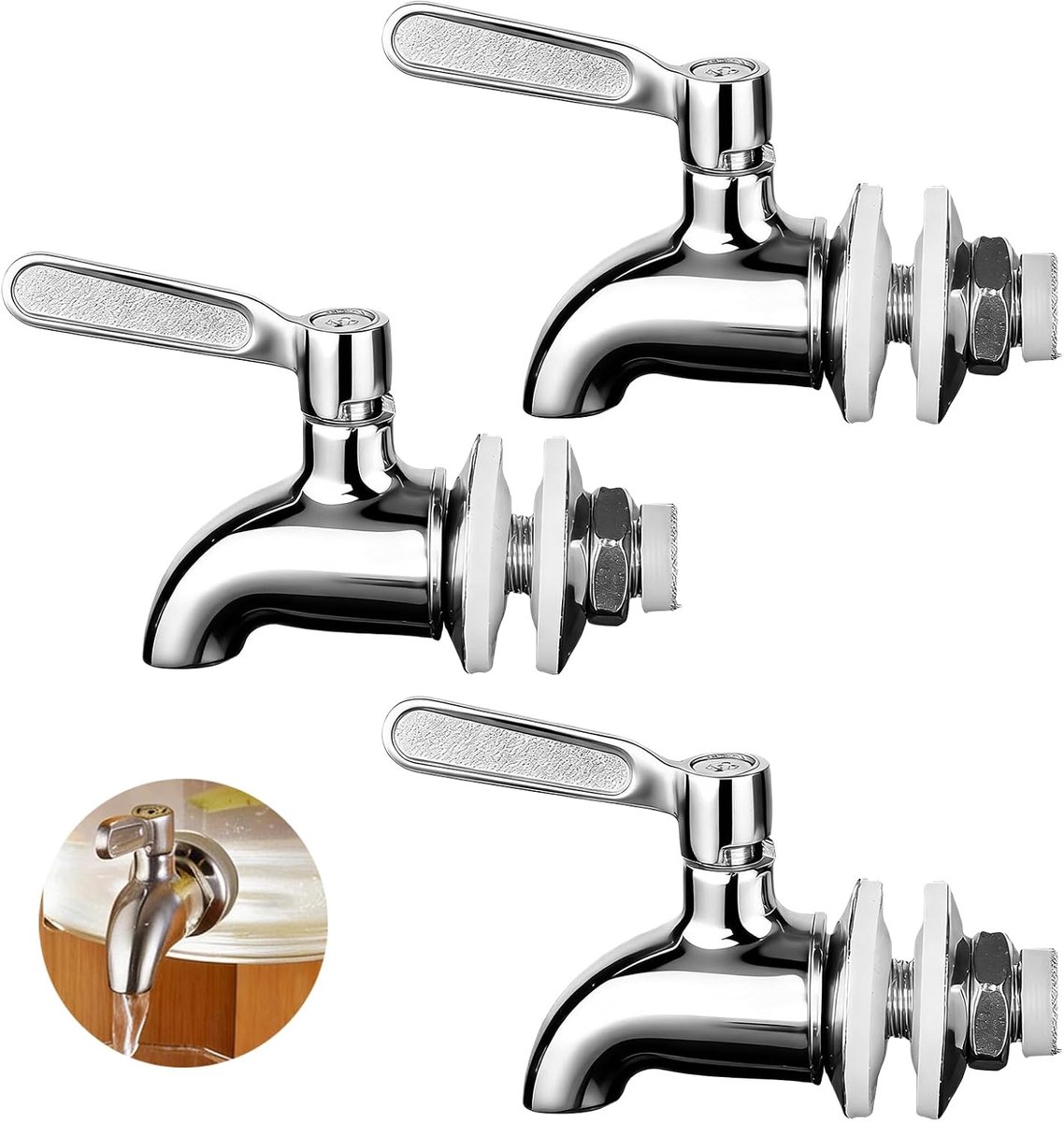 Drankdispenser tapkraan: 3 stuks 16 mm 304 roestvrij staal drankdispenser, roestvrij staal vervangende tapkraan, draaibare tapkraan geschikt voor wijn, sap, biervat, glazen container