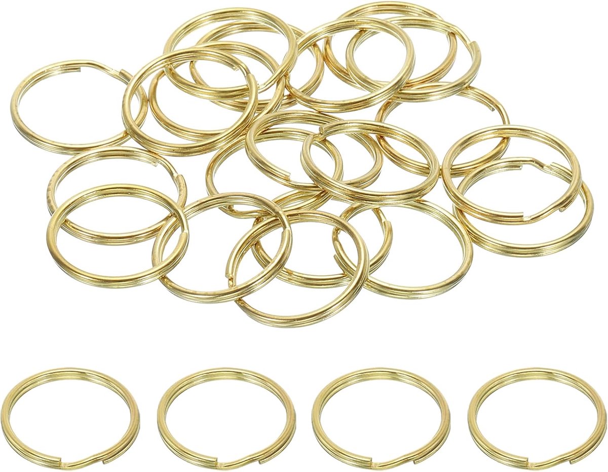 Platte splitring, 30 stuks 20 mm diameter messing platte split sleutelhangers voor doe-het-zelf thuiskantoor autosleutels