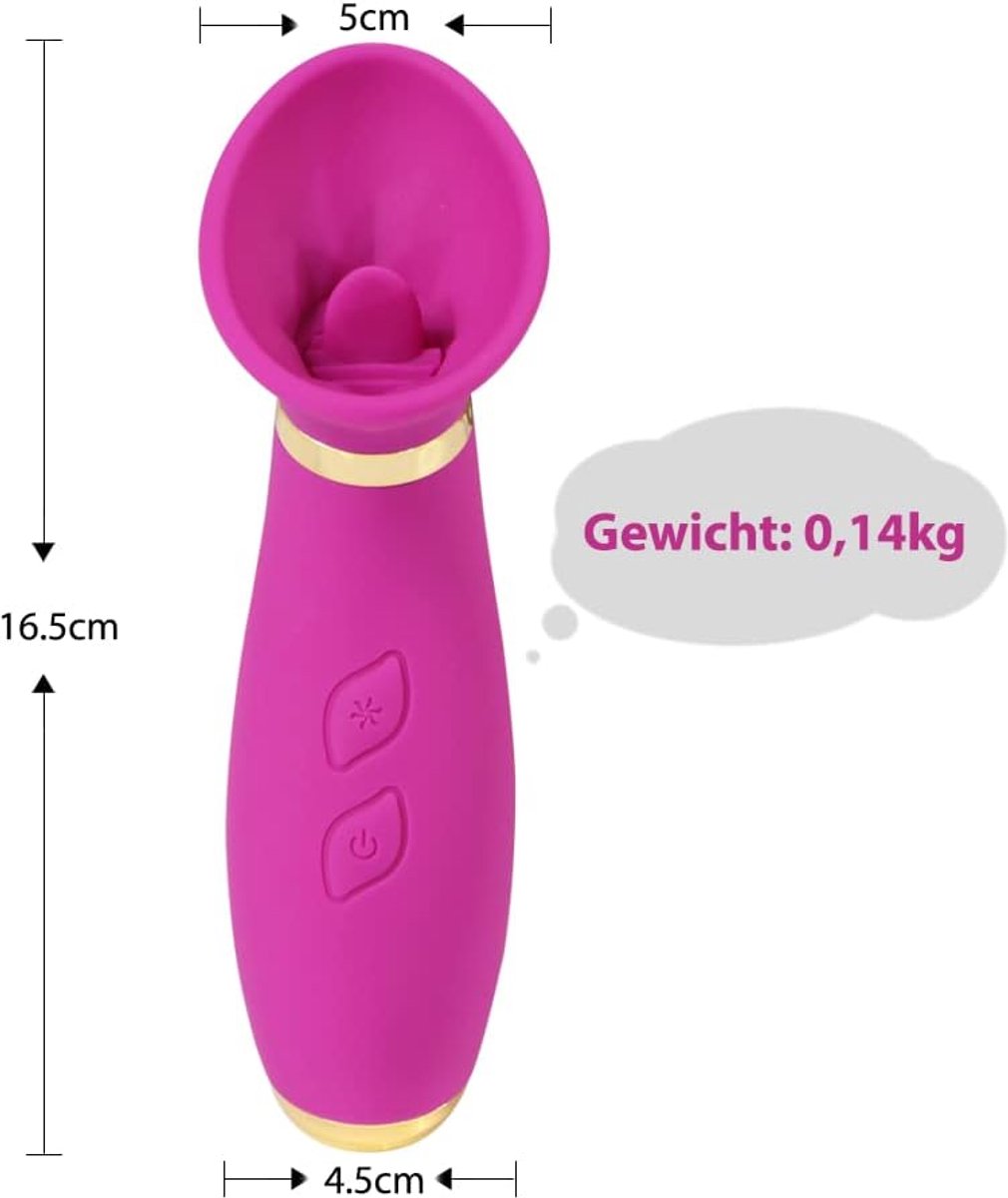 Sucking vibrator 16,5 cm - met likfunctie - 10 zuigstanden - voor ongekende orgasmes - SnelShoppen