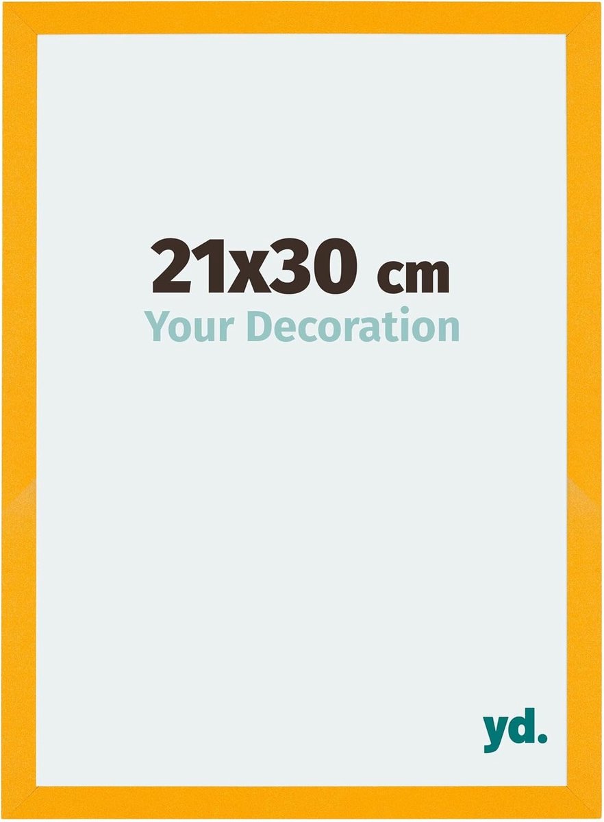 Fotolijst 21x30 cm - Geel - MDF met acrylglas - Anti-reflex - Perfect voor jouw kunstwerk - SnelShoppen