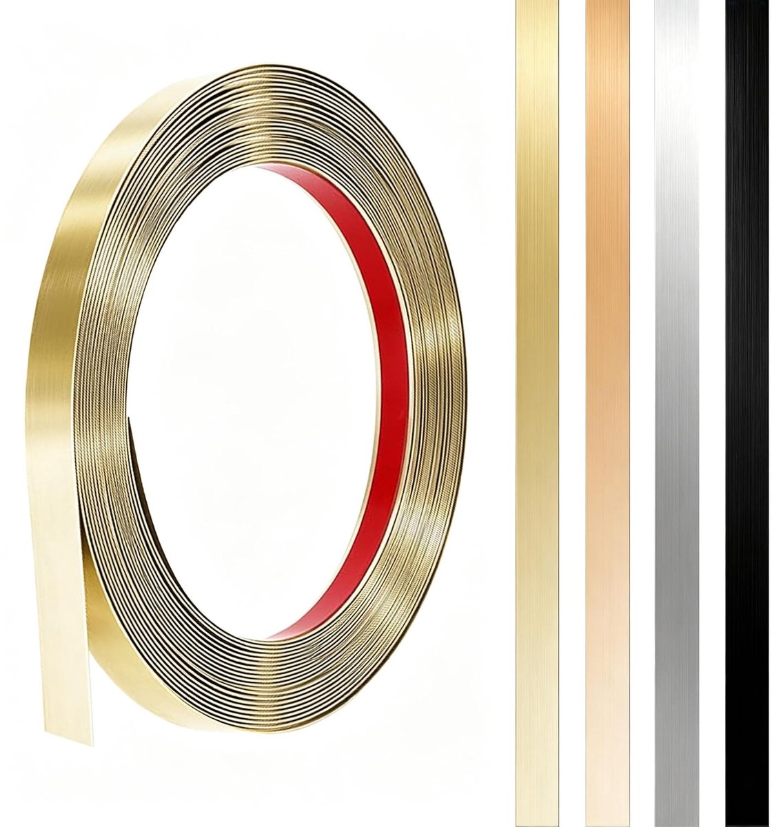 Metalen band, zelfklevend, metalen strips, sierlijsten, zelfklevend, roestvrijstalen plaat, wandlijsten, peel and stick, metalen lijst voor muur, open haard, spiegelframe, plafond, geborsteld