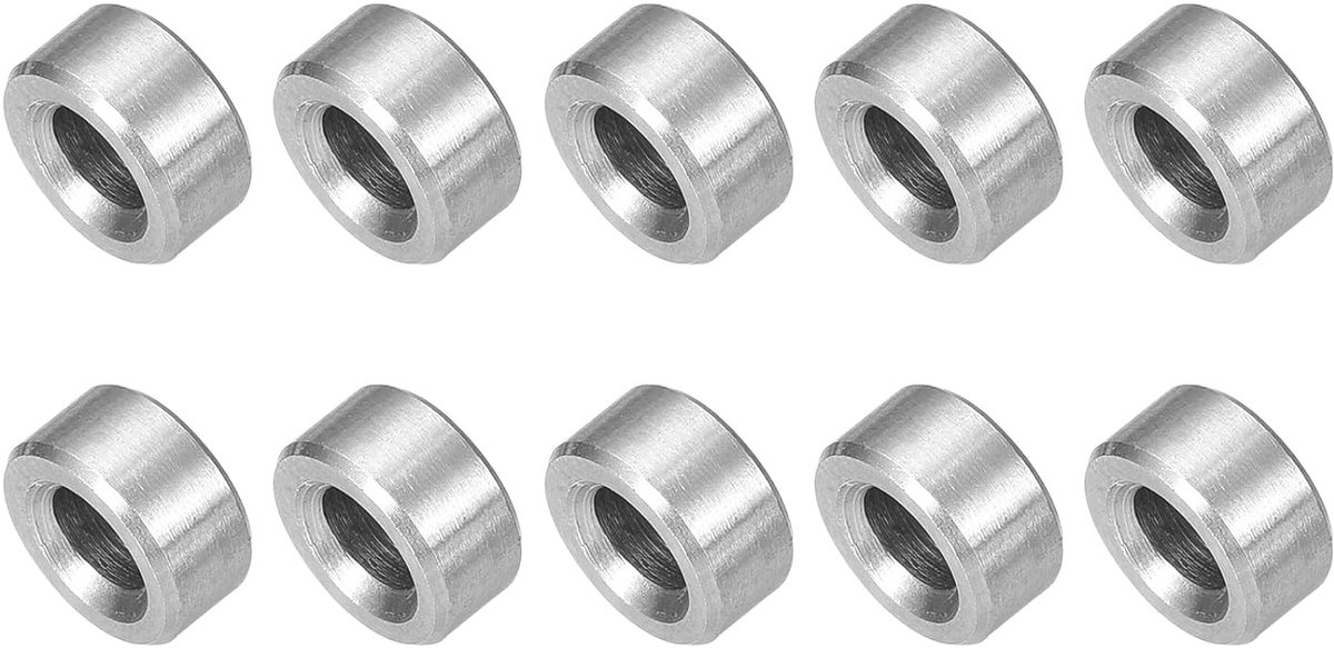 10 stuks afstandhouders van roestvrij staal, 4 mm ID x 8 mm OD x 4 mm L afstandhouders van messing zonder schroefdraad, ronde spacer voor schroeven, moeren 3/16 inch of M4