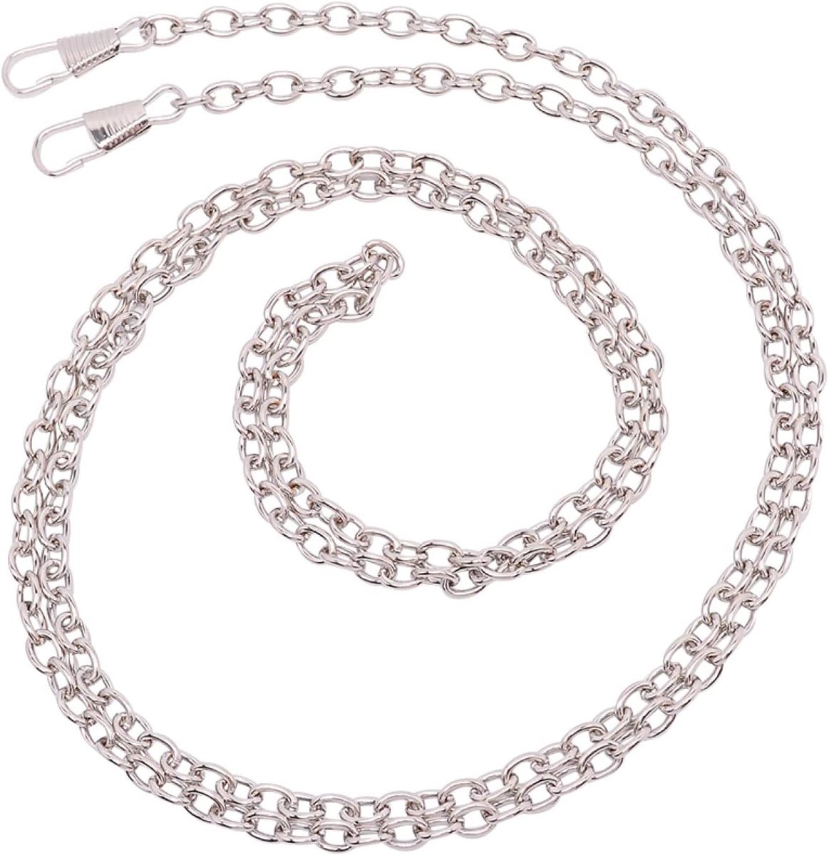 10 stuks tas riem kettingen 120 cm ijzeren platte kabel ketting vervanging handtas kettingen riemen met metalen gespen voor crossbody schoudertas portemonnee koppeling, platina