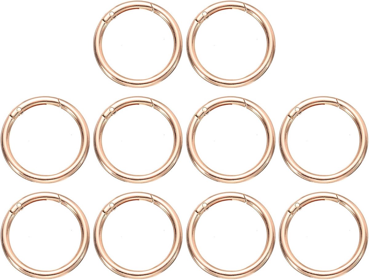10 stuks Lente O-ringclip, metalen veersluiting, sleutelring, 48 mm, ronde sleutelhanger, kliksluiting, accessoires voor portemonnee, schoudertas, goud