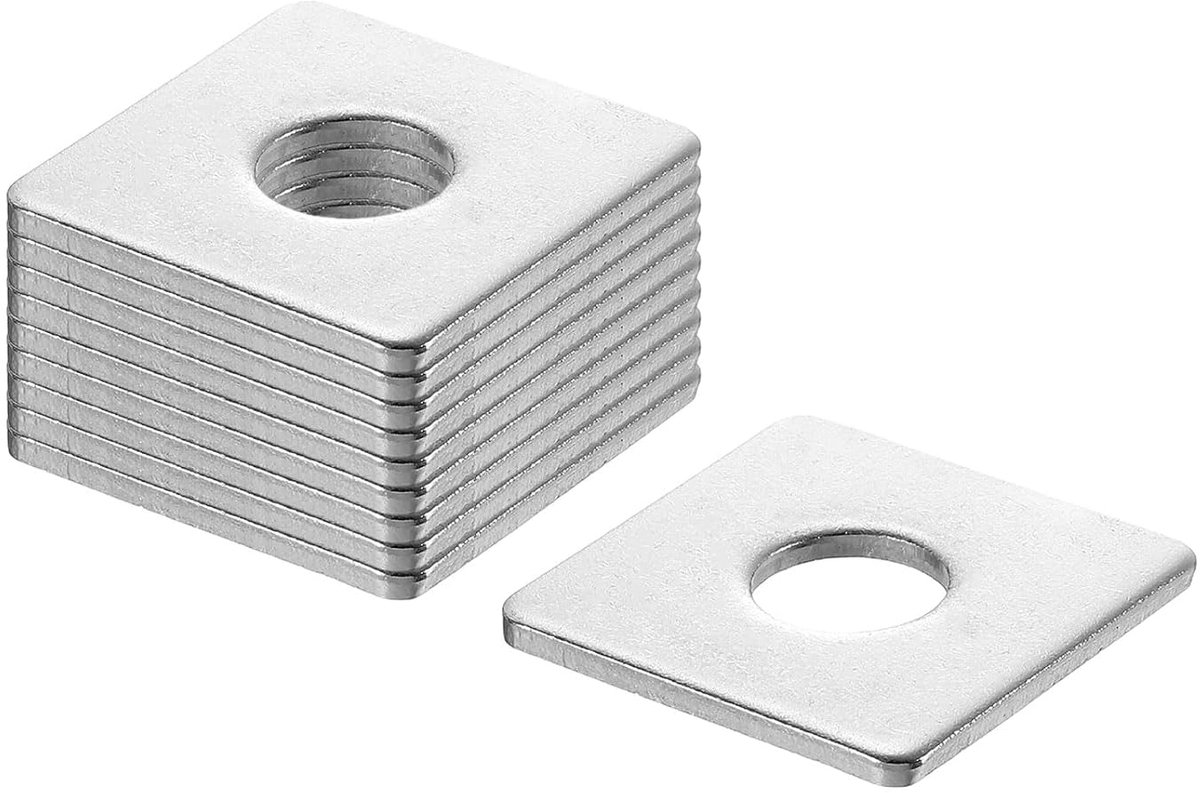 Vierkante sluitringen, M14 x 40 x 40 x 2 mm, 304 roestvrij staal, afdichtringen, zilverwit, vierkante schijven, platte sluitringen voor schroeven, moeren, schroefdraadstang