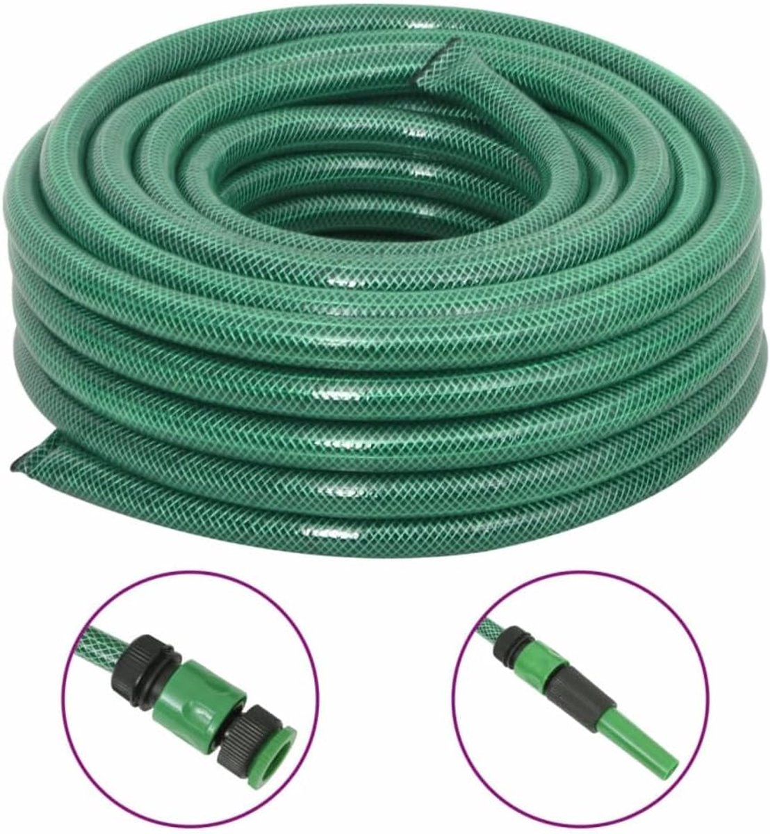 Tuinslang met set - Groene slang - Planten water geven - 3-laags versterkt - 30 meter - Groen – foto 6