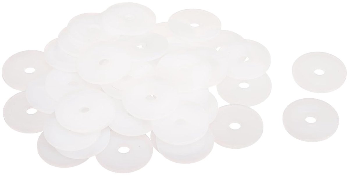 40 stuks sluitringen van nylon, M6, 6 mm, ID 30 mm, buitendiameter 2 mm, gladde sluitringen van kunststof, voor kunststof plaatafdichtingen, wit