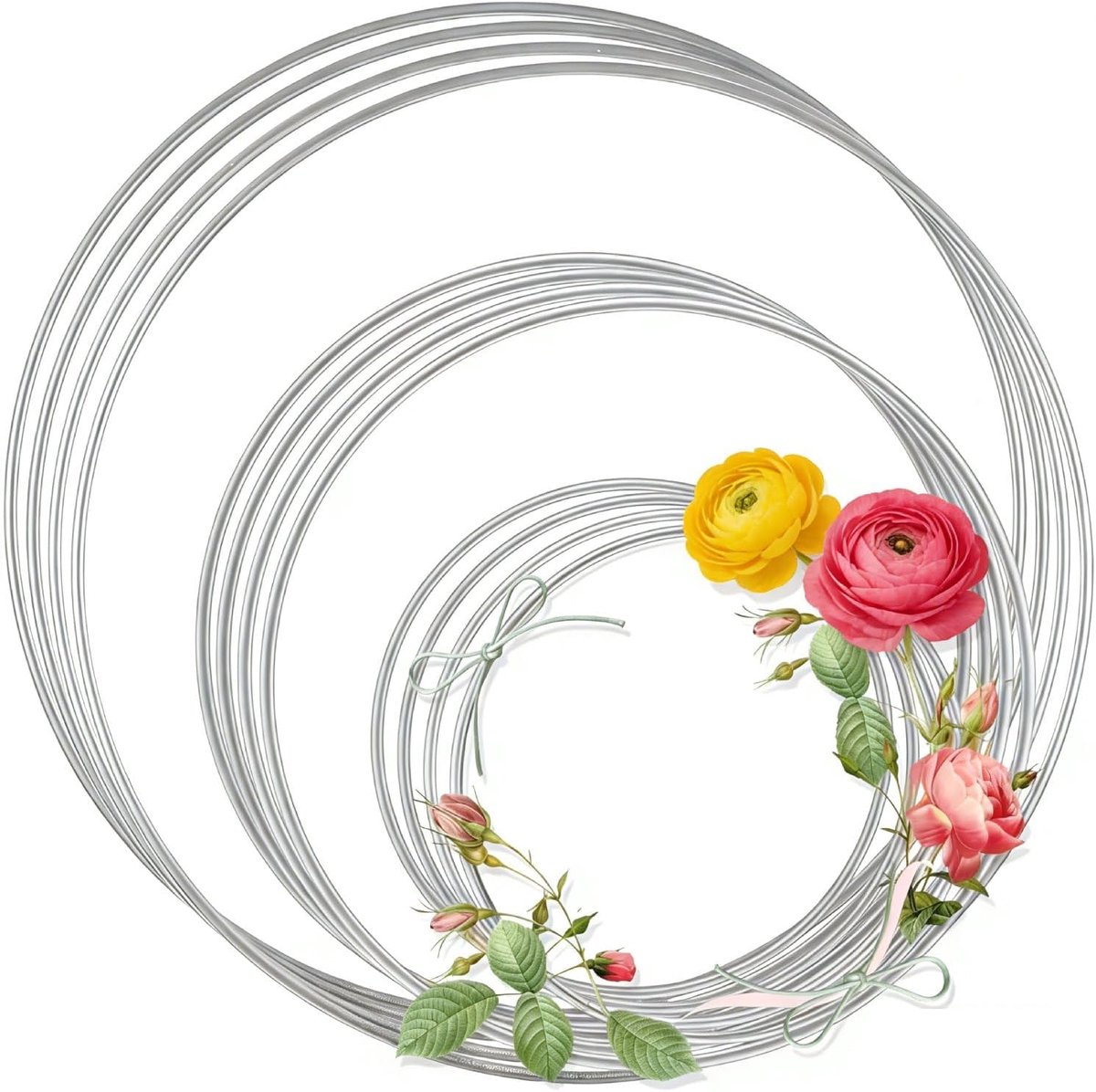 12 Stuks Metalen Ringen Om Te Knutselen, Draadringen Voor Dromenvanger En Doe-Het-Zelf Decoraties, Zilver, 10 Cm/15 Cm/20 Cm, Voor Bruiloft, Kerst, Halloween En Feestdecoratie