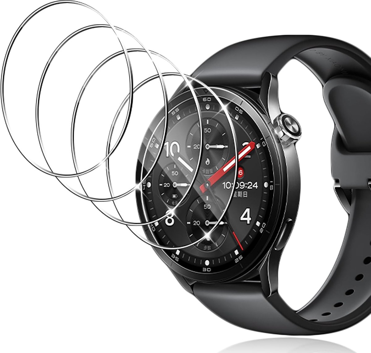 Beschermfolie voor Xiaomi Watch S5 pantserglas, 4 stuks waterdichte gehard glasfolie, anti-kras displaybeschermfolie, ultradunne luchtbelvrije displaybescherming
