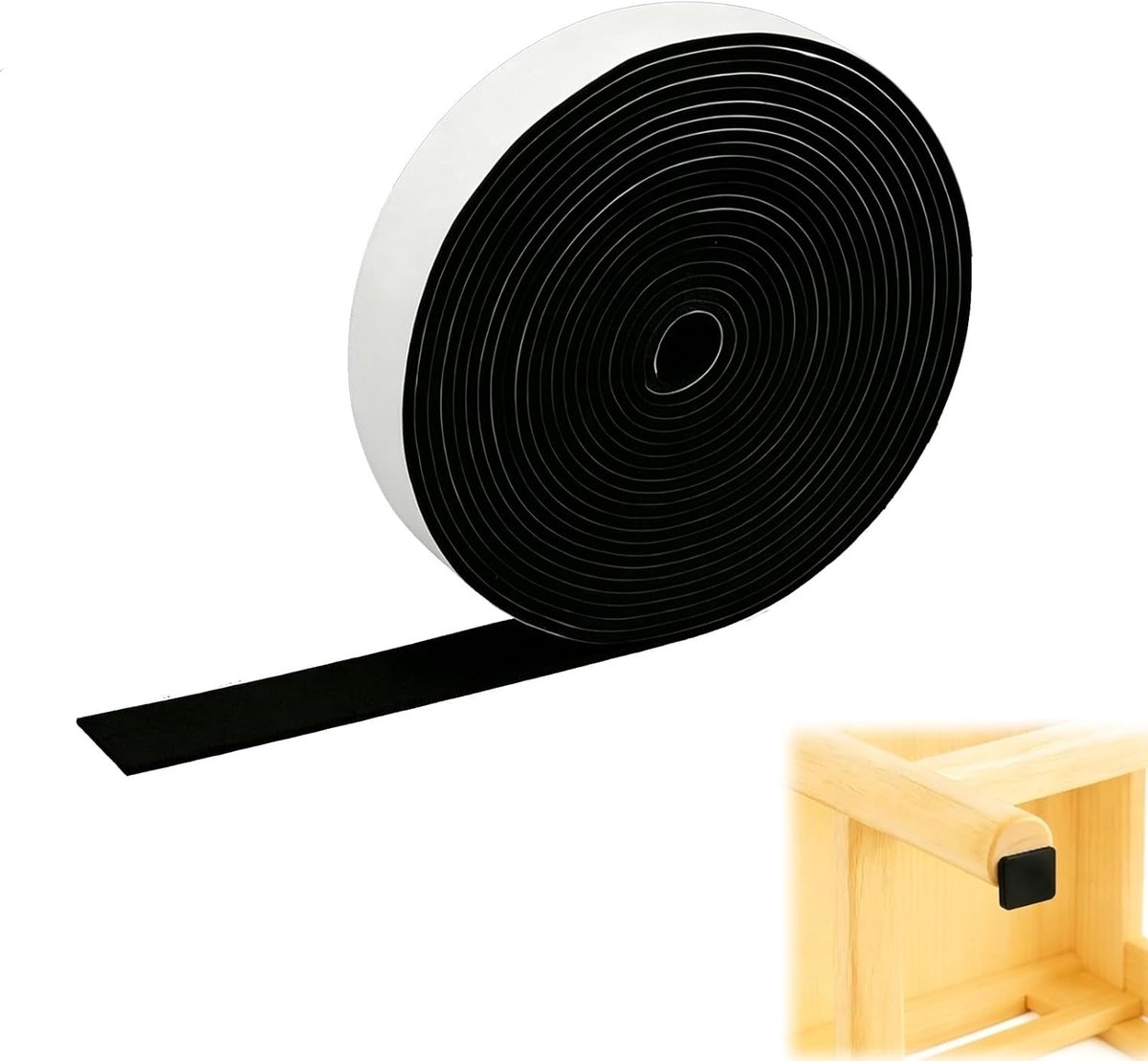 Afdichtingstape, 20 mm x 5 m, voor deuren en ramen, schuim- en rubberen afdichting tegen tocht, botsingen, geluids- en warmtebescherming, eenvoudig aan te brengen, zwart
