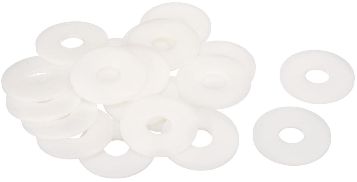 20 stuks sluitringen van nylon, M16, 16 mm, diameter 50 mm, dikte 3 mm, gladde sluitringen van kunststof, afdichtring, wit