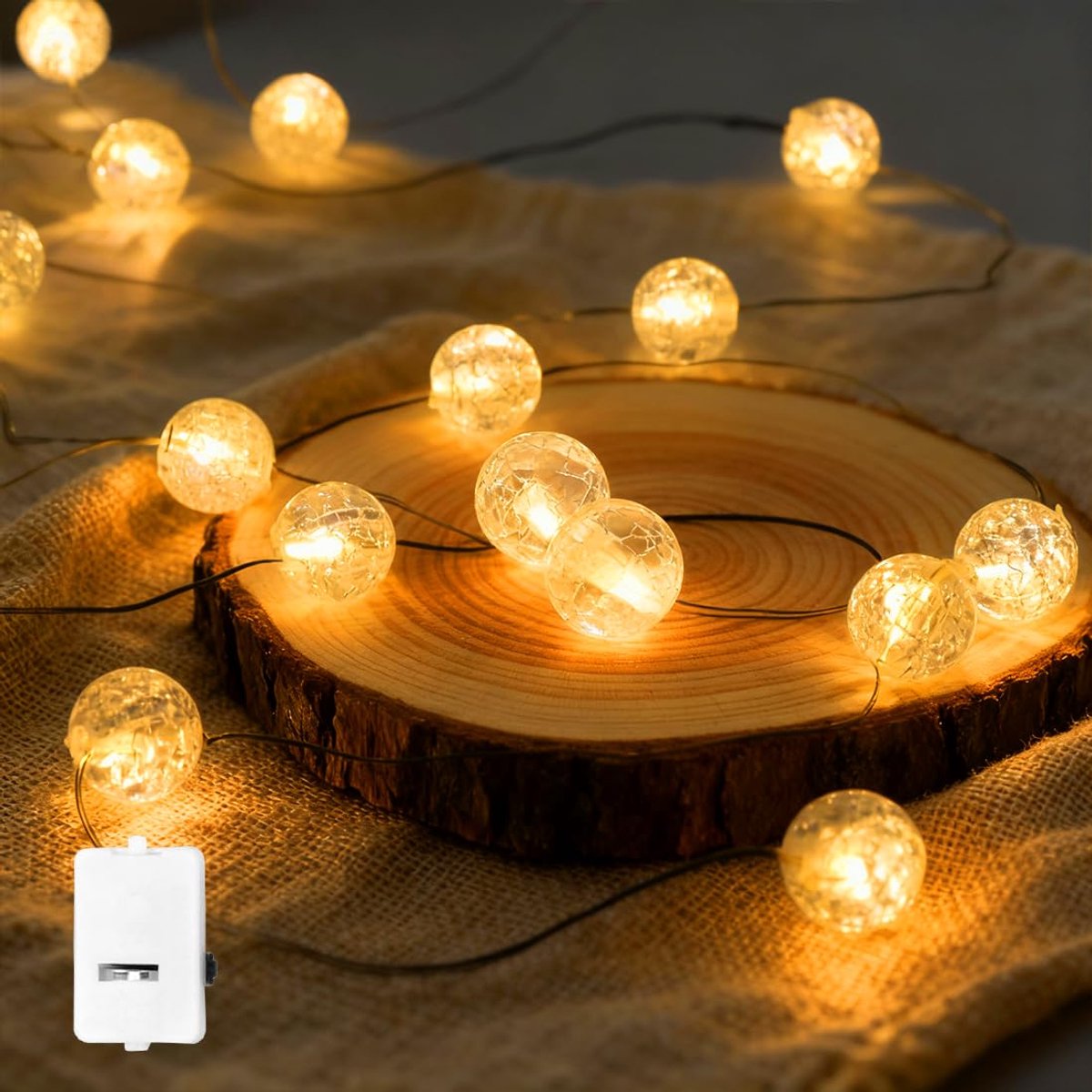 Lichtsnoer met ballen 200 cm - 20 leds - werkt op batterijen - sfeervolle decoratie voor tuin - SnelShoppen