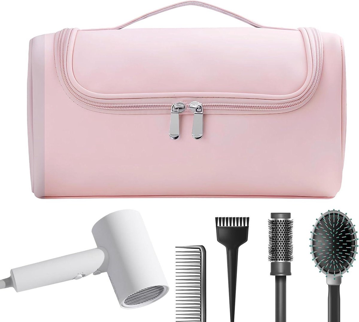 Haarstyling Reistas - Hittebestendige Organizer - Gereedschap Opbergen - Vlamvertragend Binnenmateriaal - 35 x 18 x 10 cm - Roze