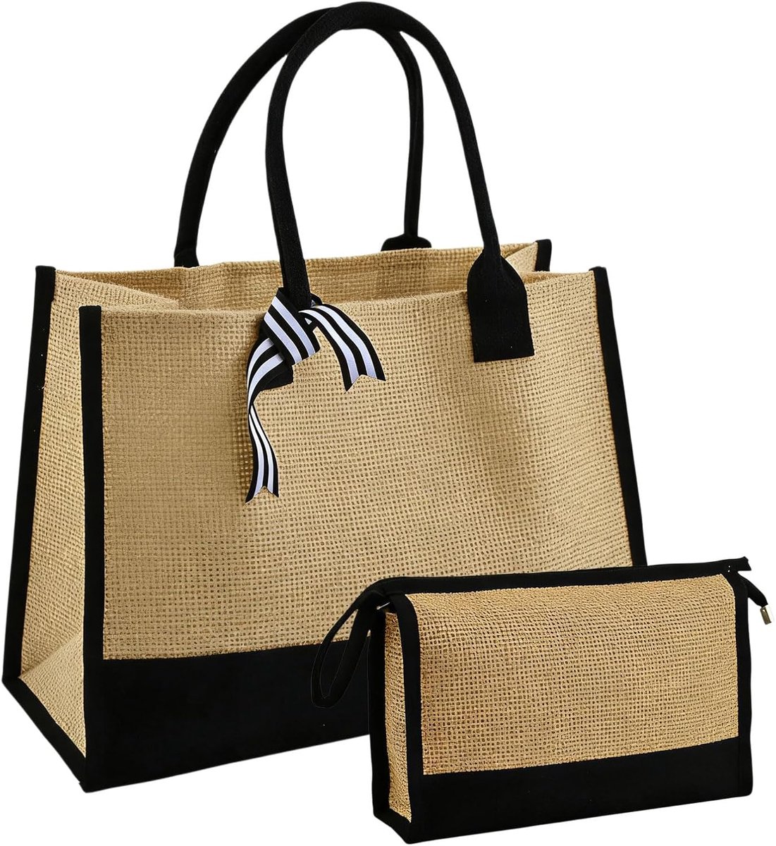 Jute tas groot - gepersonaliseerd canvas - stijlvolle strandtas - herbruikbare jute tas voor vrouwen - SnelShoppen